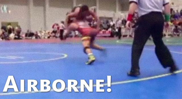 High School Wrestler Is Awesome (Flying Squirrel Move)