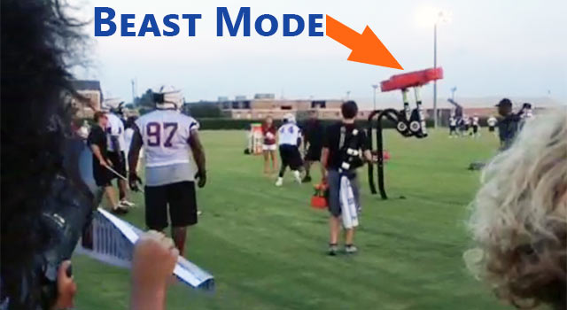 Jadeveon Clowney Tosses A Blocking Sled In Practice
